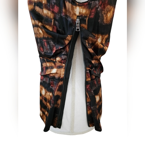 NWT Elie Tahari silk shell blouse gold brown and black size S - Picture 7 of 12